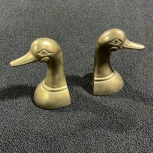 Vintage Brass Duck Head Bookends